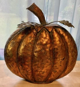 BELLISSIMA ZUCCA IN METALLO ARANCIONE METALLIZZATO! Ringraziamento autunnale - Foto 1 di 5