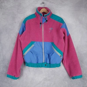 Vintage 90s The North Face Fleece Jacket Girls 10 Pink Blue Colorblock USA - Picture 1 of 24