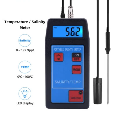 Salinity-8425 Portable Salinity/Temp Meter Online Replaceable Probe Aquarium New - Image 1 of 4