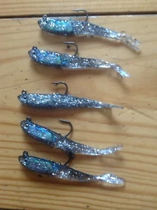 sea fishing lures soft jelly silver fleck weighted sandeels on a #1 mustad hook - Picture 1 of 5
