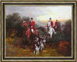 Handmade Old Master-Art Antique Oil Painting hunting dog on canvas 30"x40" - Picture 1 of 2
