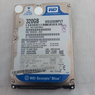 Disco Rigido WD3200BPVT 320GB  SATA III 8MB 2.5'' - Immagine 1 di 2