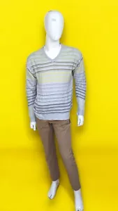 💕 Paul Smith Taille M 💕 superbe pull gris homme col V en coton métal - Imagen 1 de 4