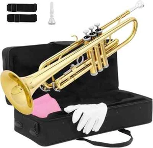 Standard Trumpet for Beginners,Trumpet for Student with Hard Case,7C Mouthpiece, - Picture 1 of 7