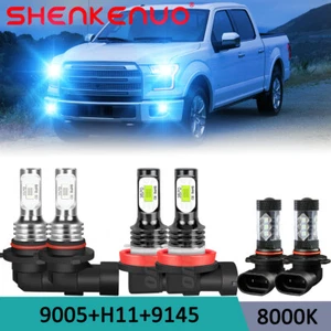For 2015-2019 Ford F150 6X Blue LED Headlight Hi/Lo + Fog Light Upgrade Bulbs - Picture 1 of 12