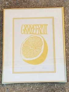 "GRAPEFRUIT" Druck von Shelly Duex #1/7 selten gerahmt mattiert 16 x 13 gelbe Kunst - Bild 1 von 12