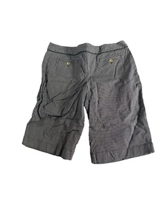 Ann Taylor Shorts Size 10 Bermuda Walking Black Stripe 13" inseam Modest - Picture 1 of 14