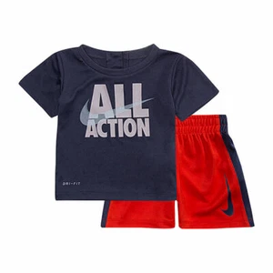2 Stück Nike Jungen Outfit, Shirt, Shorts, 3-6 Monate, Geschenk, Action, blau, GB MP - Bild 1 von 5