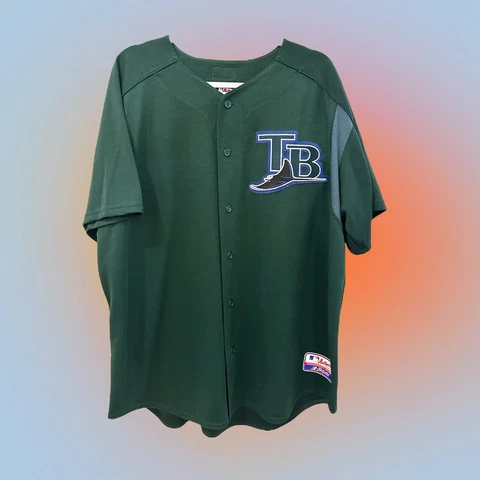 Vintage Majestic Tampa Bay Devil Rays Mesh Jersey Green XL Authentic MLB Cover