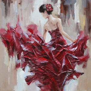 Large Wall Art Original 3-D Painting on Canvas (Sanguine Sway) 40x40x2 Huge  - Picture 1 of 3