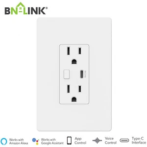 BN-LINK Electrical Outlet in-Wall Smart Wi-Fi With High Speed 2.1A USB Port - Picture 1 of 7