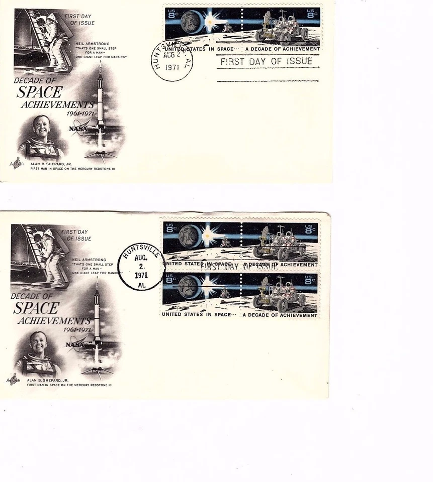 us stamps FDC 1434-35 space achievements 12 covers in auction CV $90.00 - Image 1 of 1