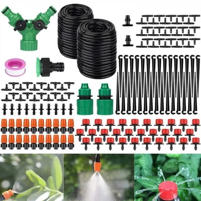 Sistema de riego por goteo de 100 pies para plantas de jardín manguera de riego automático micro rociador kit Foto 1 de 4