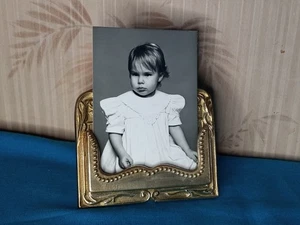 Escritorio de negocios con marco de fotos de latón dorado macizo vintage  - Imagen 1 de 9