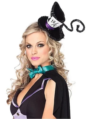 Chapéu Leg Avenue mini chapeleiro louco lantejoulas tamanho único estilo A1919 - Imagem 1 de 4