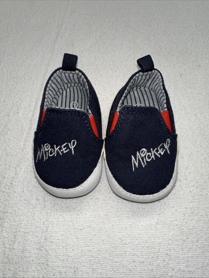 Холщовые туфли-слипоны Disney Mickey Mouse для младенцев красные и синие размер 1 - Изображение 1 из 4