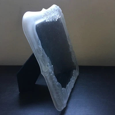 Vintage Frosted Glass Photo Frame w/ Subtle Foliage & Art Deco Style Carving 12" - Image 1 of 4