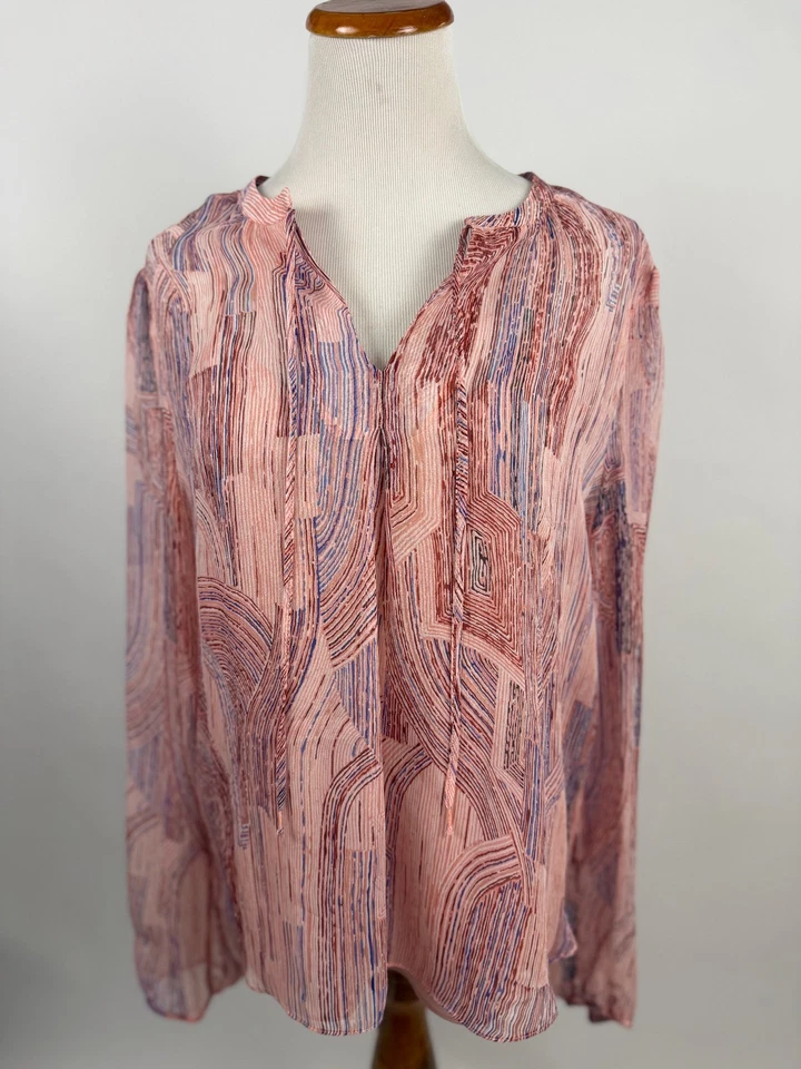 JOIE Blusa Rosa Rayas Seda Transparente con Camisola Para Mujer S Foto 1 de 4