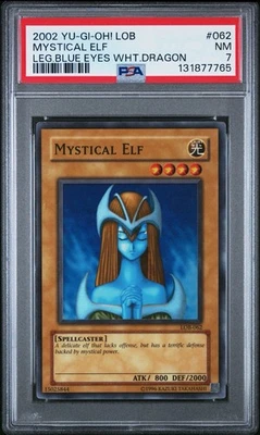 2002 Yu-Gi-Oh! Mystical Elf Legend of Blue Eyes LOB Unlimited Super Rare PSA 7 - Image 1 of 2