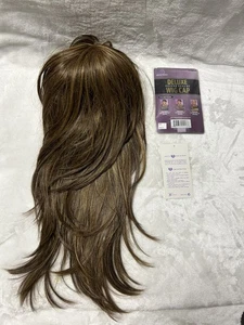 Love it brown Straight Bangs Long Layer Little Flip Human hair blend wig - Picture 1 of 4
