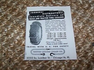 c1948 Vintage Print Ad, Truck Ketten, United States Chain Co. 4 x 5,5 Zoll - Bild 1 von 1