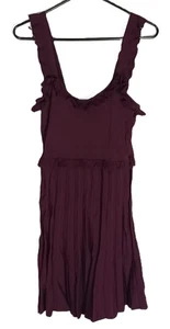 Auberginefarbenes Strickkleid Plissee Burgunderrot Rüschen Damen Größe M von Zara - Bild 1 von 9