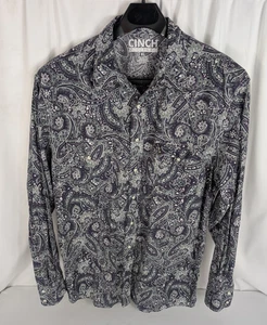 Cinch Shirt Men's Size XL Purple & Gray Paisley Pearl Snap Button Up Modern Fit - Picture 1 of 16