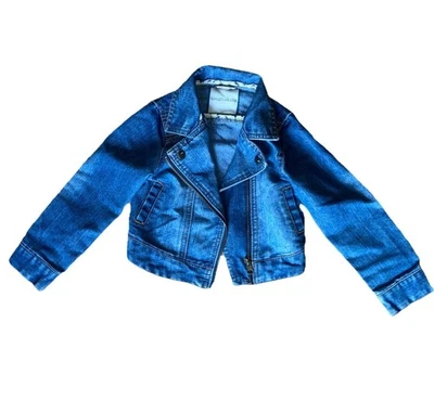 Chaqueta vaquera azul de piel dura para niña. Bolsillos vintage talla 3T Foto 1 de 4
