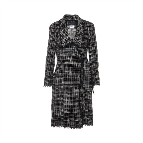 Cappotto lungo Chanel Coco Button 05P cotone e nylon 38 donna nero × bianco P26076