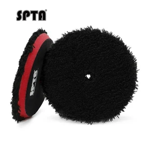 SPTA 1Pc 3/5/6 inch Black Microfiber Hook Loop Polishing Pad for Car Buffer Wax - Picture 1 of 10