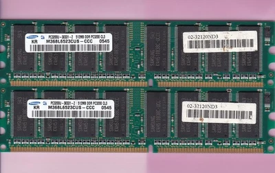 1GB 2x512MB PC3200 SAMSUNG DDR-400 RAM MEMORY KIT M368L6523CUS-CCC DDR1 PC-3200 - Image 1 of 4
