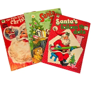 Vintage Christmas Coloring Book Lot Santa Claus Dot to Dot Vintage Retro Holiday - Picture 1 of 23