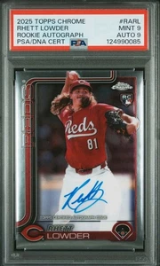 Rhett Lowder PSA 9 Auto 9 TOPPS 2025 Chrome Rookie Autograph Cincinnati Reds  - Picture 1 of 2
