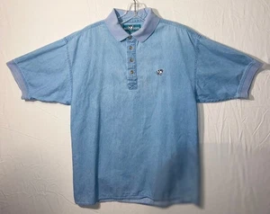 Polo vintage Big Dogs uomo media manica corta denim azzurro nero cane - Foto 1 di 7