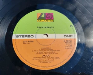 AC/DC Back in Black Vinyl Record LP (Record Only) (No Sleeve) 1980 - Picture 1 of 6