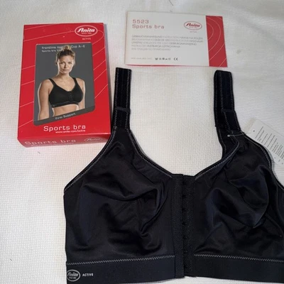 Sujetador deportivo abierto Anita Frontline copa soporte firme A-E 5523 negro nuevo Foto 1 de 4