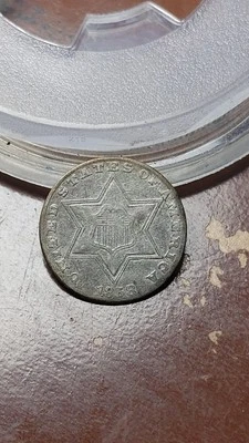 1858 Three Cent Silver 3CS XF Details Cleaned                               W578 - Image 1 of 2