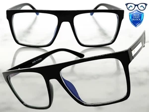 Classy Elegant Modern Blue Light Block Computer EYE GLASSES Large Black Frame - Picture 1 of 6
