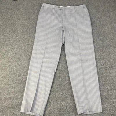 Canali Dress Pants Mens EU 58 R Gray Pinstripe 100% Wool Flat Front 40x32 - Image 1 of 4