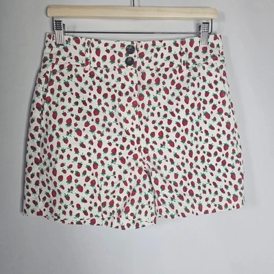 Boden Strawberry Print High Waisted Shorts Women's US 8 Cute Summer - Image 1 of 4