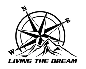 'LIVING THE DREAM' PEGATINA DE CALCOMANÍA DE VINILO DE MONTAÑA PARA COCHE VENTANA AUTOCARAVANA - Imagen 1 de 2