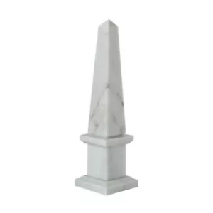 Classic Obelisk in White Carrara Marble Table Sculpture H 30CM - Picture 1 of 4