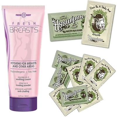 PACOTE DE SEIOS FRESCOS: (1) tubo de 3,4 oz SEIOS FRESCOS + (15) ASSWIPES Singles - NOVO - Imagem 1 de 4