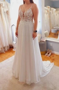 Brautkleid Leticia C Größe 38/40 A-Linie Chiffon Ivery&Nude - Bild 1 von 11