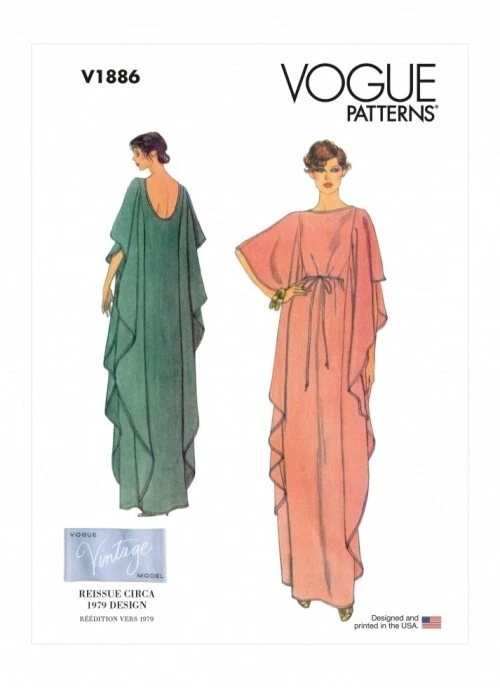 Vogue Sewing Pattern 1886 Caftans, Dresses A (XS-S-M-L-XL-XXL) - Image 1 of 1