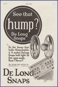 Vintage 1920 DE LONG Snaps See That Hump? Sewing Ephemera Roaring 20's Print Ad - Picture 1 of 1