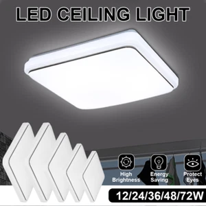 Modern LED Ceiling Light Square Panel Down Lights Bathroom Kitchen Bedroom Lamp - Picture 1 of 20