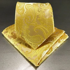 Classic Paisley Neck tie and & Pocket Square Hankie Set 2PC Formal Party Wedding - Picture 1 of 37