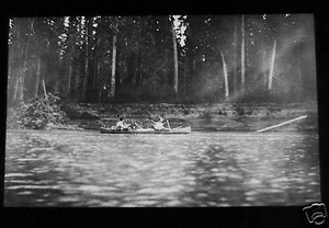 Glass Magic Lantern Slide THE CUT OFF SASKATCHEWAN RIVER C1910 CANADA CANOE - Picture 1 of 2