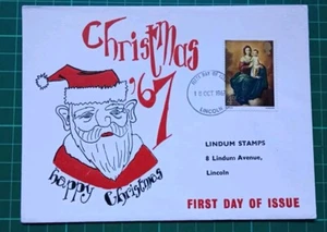1967 Madonna & Child Happy Christmas FDC Lincoln FDI - Picture 1 of 2
